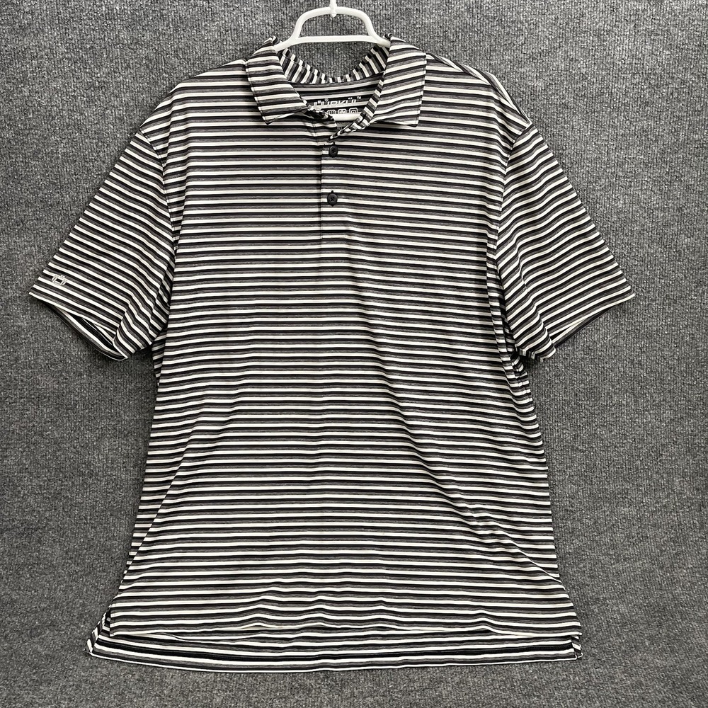 IBKUL Polo Shirt Men's Sz XL Striped Performance Stretch Casual Gray